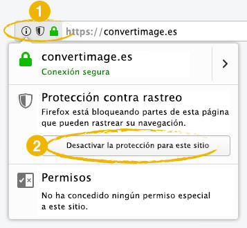 Pantalla de Firefox : Protección contra rastreo
